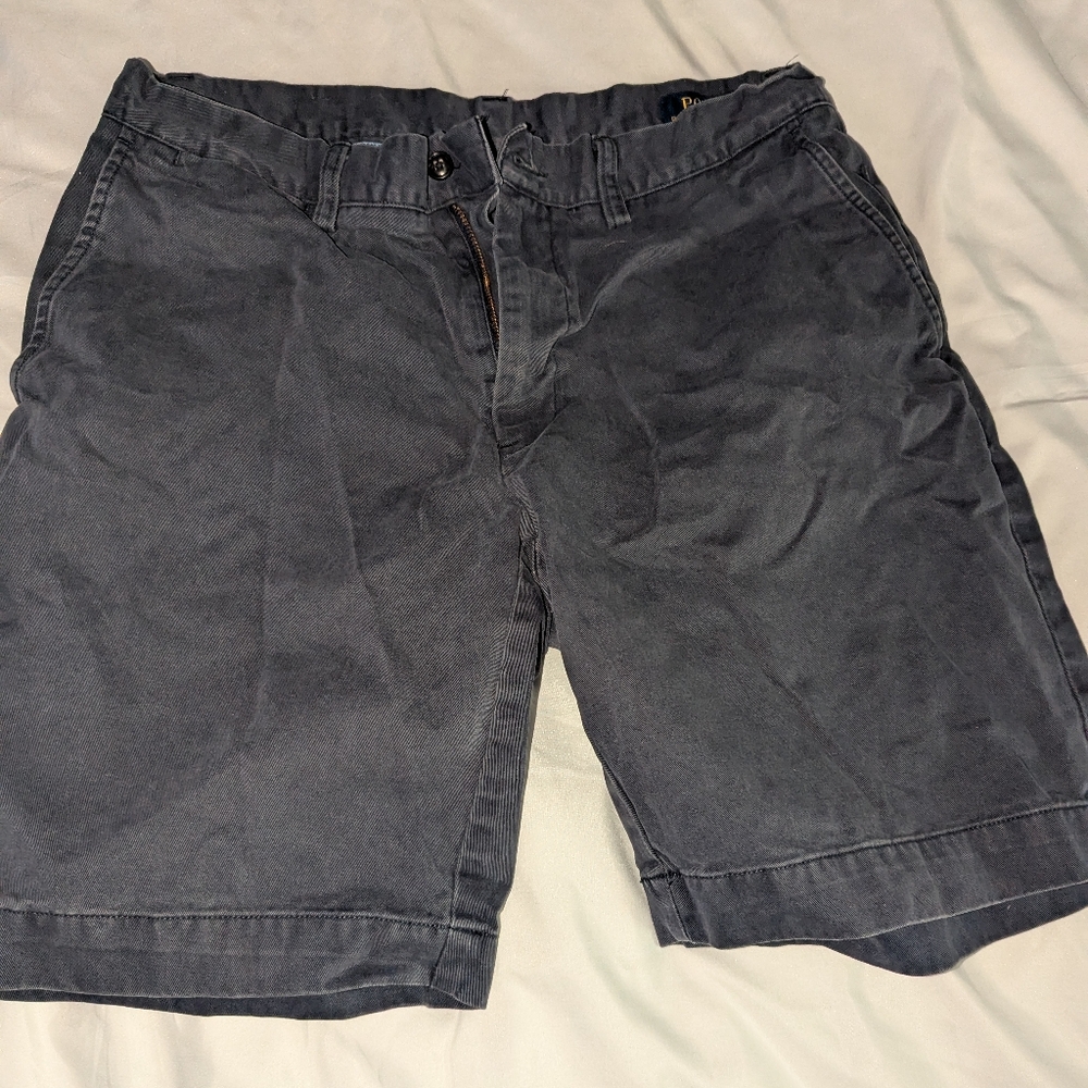 Polo Ralph Lauren Navy Chino Shorts Mens Mid Rise Flat Straight Size 32‎ x 9